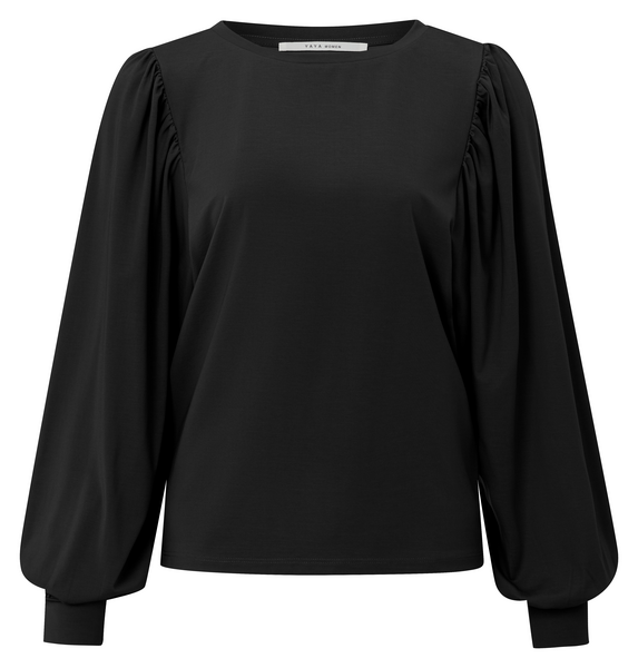 BOATNECK TOP WITH PUFF SLEEVES black