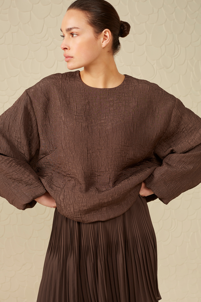 TOP with BALLOON SLEEVES mulch brown