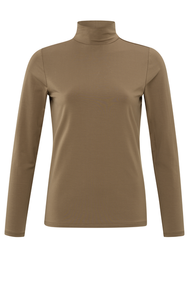 JERSEY TOP WITH HIGH NECK mocha brown