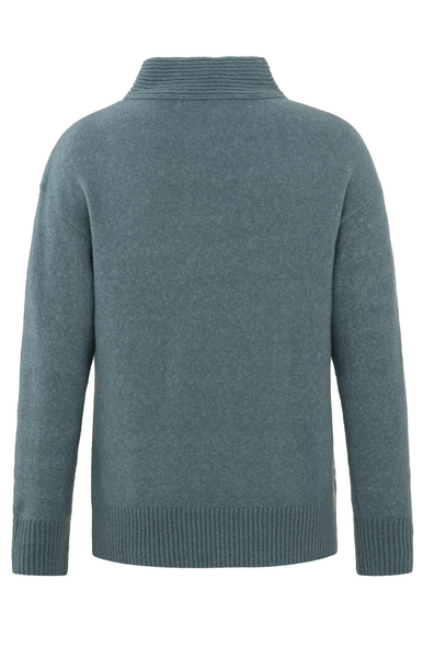 SWEATER WITH NECKLINE DETAIL stormy weather blue
