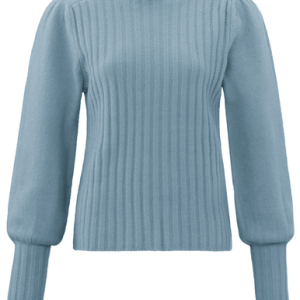 RIBBED SWEATER WITH PUFF SLEEVES beauty blue