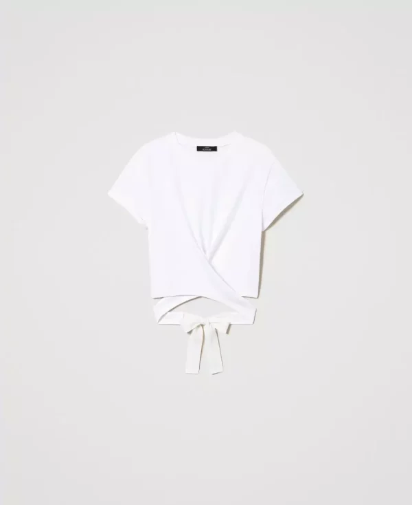 T-SHIRT WITH WRAP DETAILS white