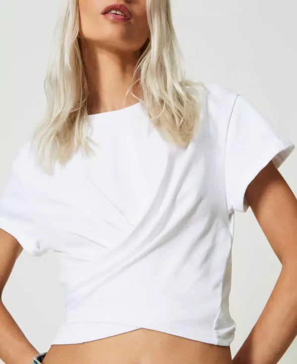 T-SHIRT WITH WRAP DETAILS white