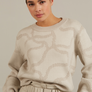 Jacquard Sweater silver lining beige dessin