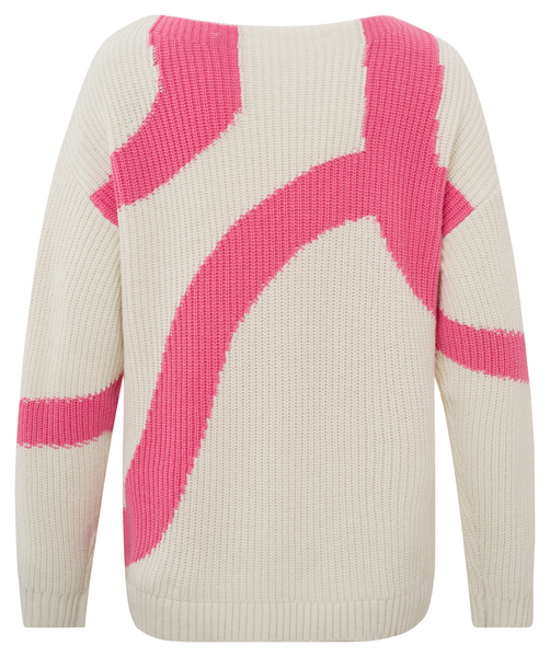 Jacquard Sweater with Boatneck bone white dessin