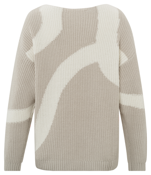 Jacquard Sweater silver lining beige dessin
