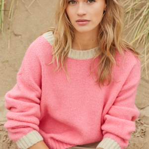 Contrast Color Sweater morning glory pink