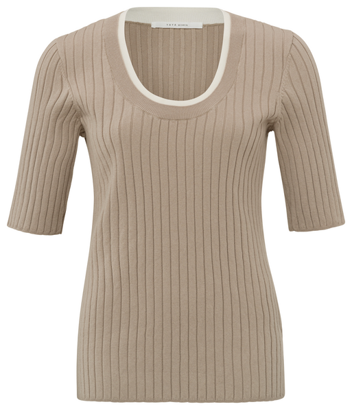 Fitted Half Sleeve Sweater silver lining beige