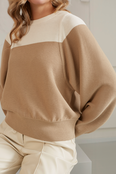 Sweater with Stitch Detail white pepper beige