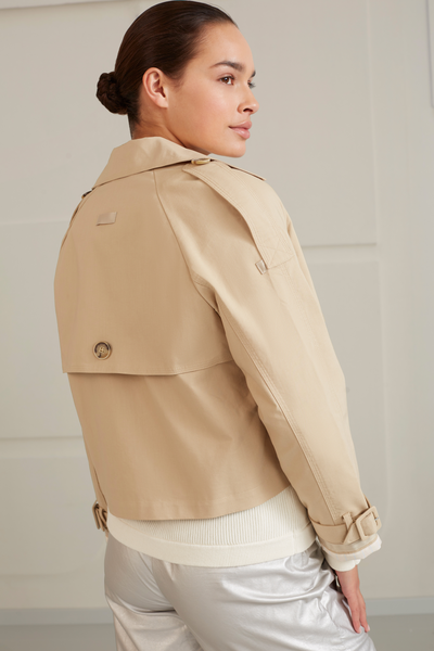 Cropped Woven Trenchcoat white pepper beige