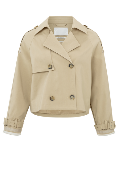 Cropped Woven Trenchcoat white pepper beige