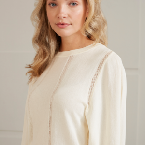 Sweater with mesh detail ivory white