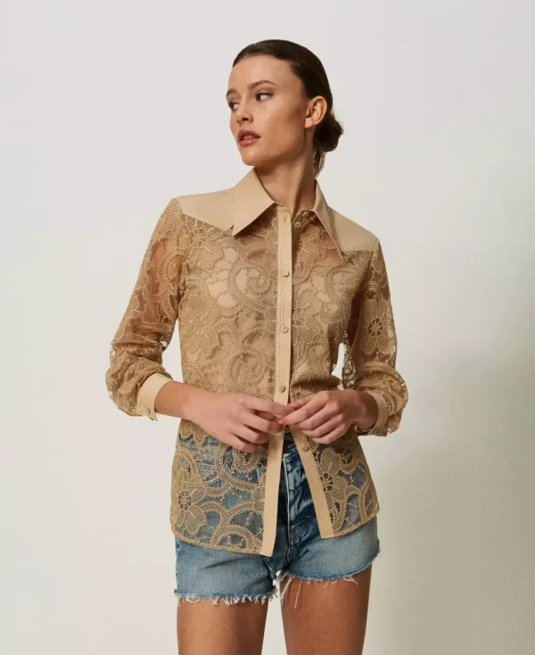 Embroidery Organza Shirt ginger