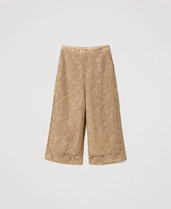 Cropped Embroidery Trousers ginger