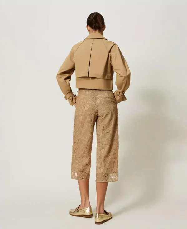 Cropped Embroidery Trousers ginger