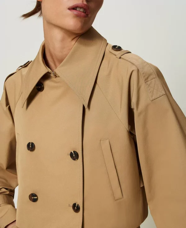 Cropped Trench ginger brown