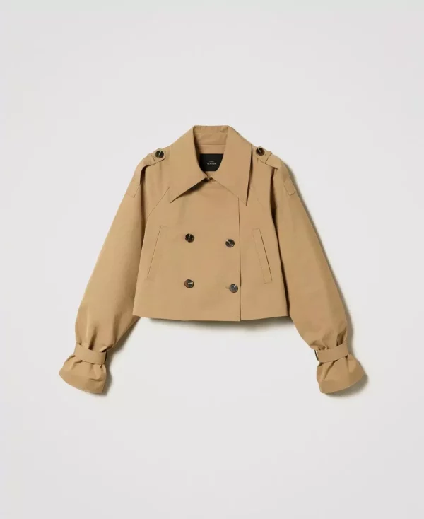 Cropped Trench ginger brown