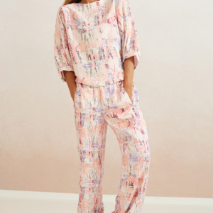 Printed Trousers flamingo plume pink