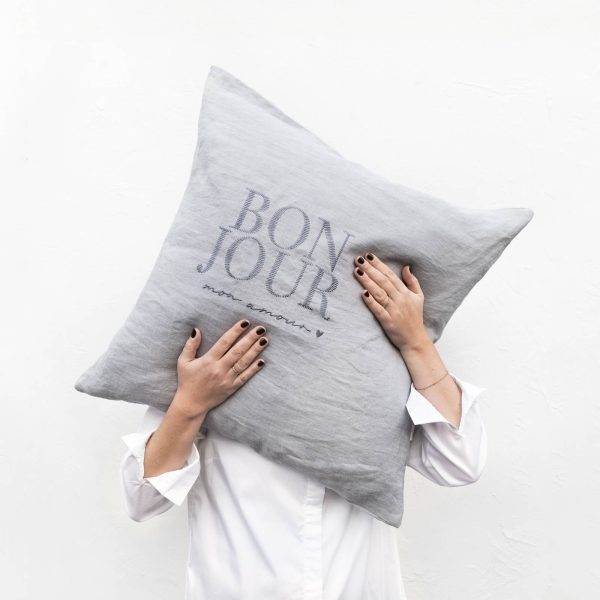 Cushion BONJOUR 60X60 blue 100 % linen